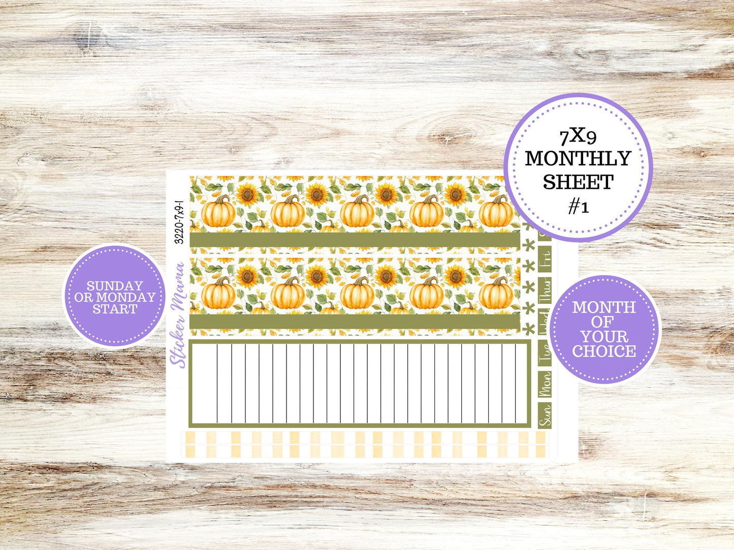 Erin Condren Monthly Kit 7X9 | 3220  Sunflower Harvest | Month of your Choice - Undated