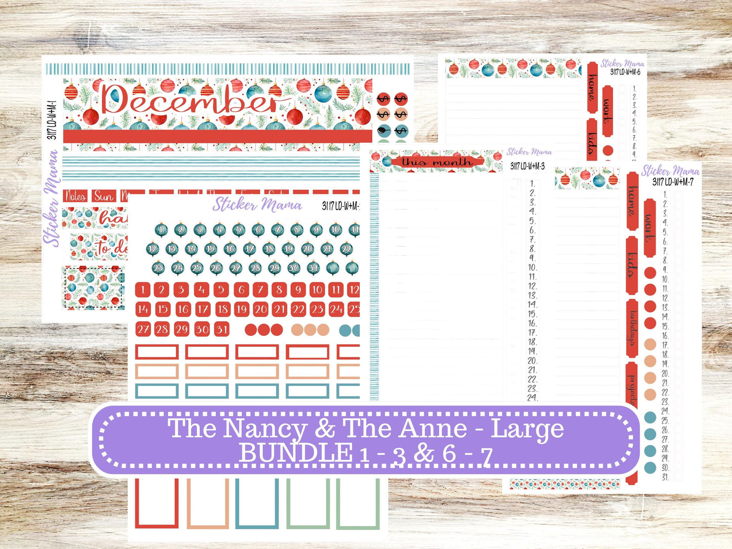 LD “The Nancy & Anne” Large || Week + Month PLANNER Monthly Kit #3117 || Laurel Denise Horizontal Vertical Kit || December || 9-25