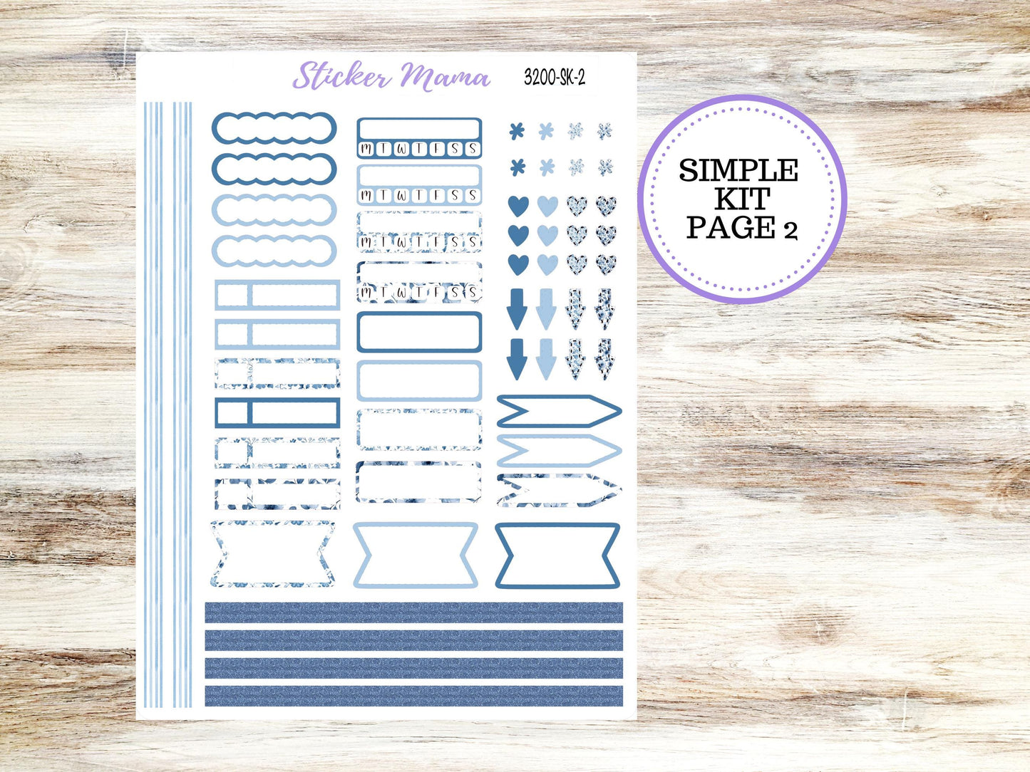 SIMPLE KIT  || #3200 || Cool Blue || Any Kind Planner || Planner Stickers || Planner Stickers