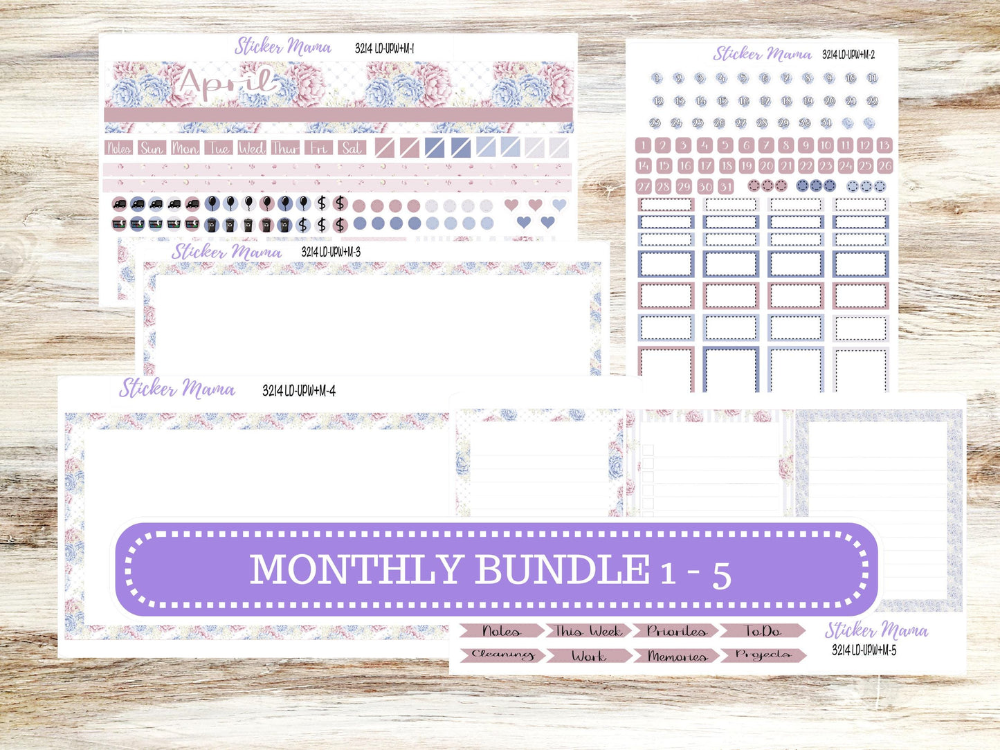 LD POP-UP Week+Month Planner Kit #3214 || The Jo || April Peony Palace || Laurel Denise Kit || Laurel Denise Stickers || 12-25