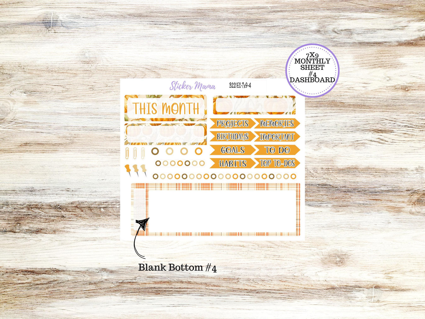 Erin Condren Monthly Kit 7X9 | 3221  Pumpkin & Cornstalk | Month of your Choice - Undated