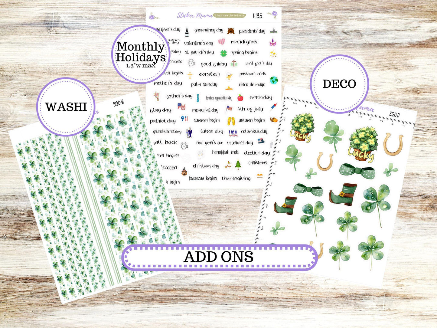 LD BOOK-BOUND Planner Kit #3120 || The Mae || The Kristy || Shamrock Magic || March Laurel Denise Sticker Kit ||  11-25