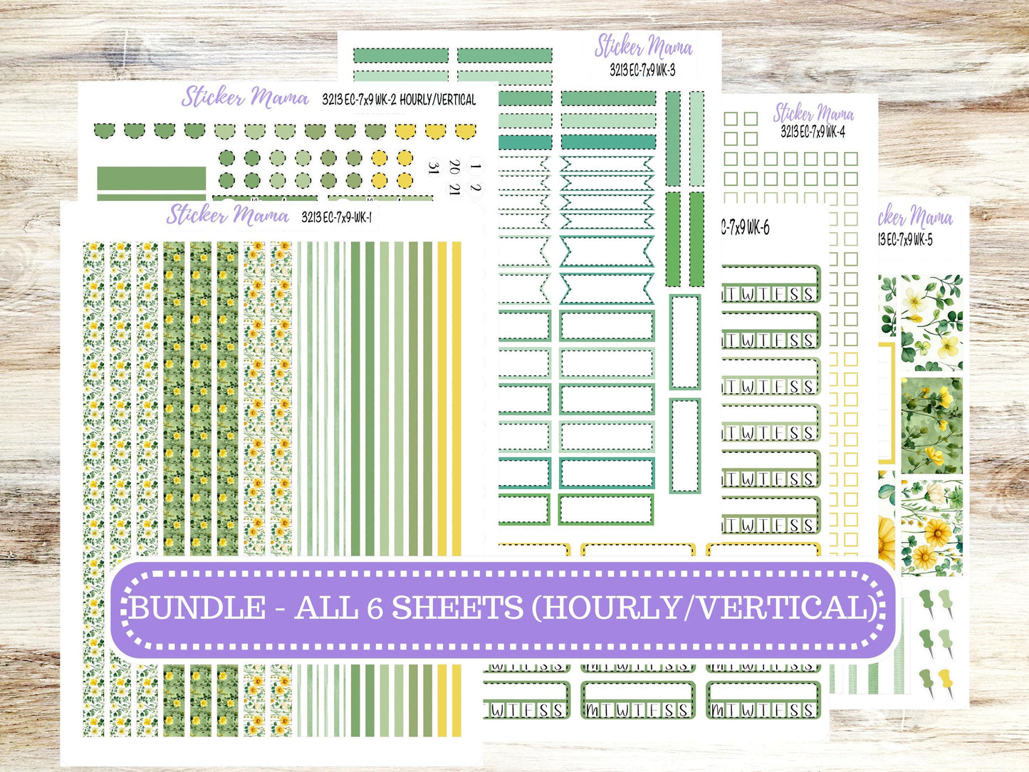 ERIN CONDREN WK-3213 || Lucky Blossom || Weekly Planner Kit || Erin Condren || Hourly Planner Kit || March Vertical Planner Kit
