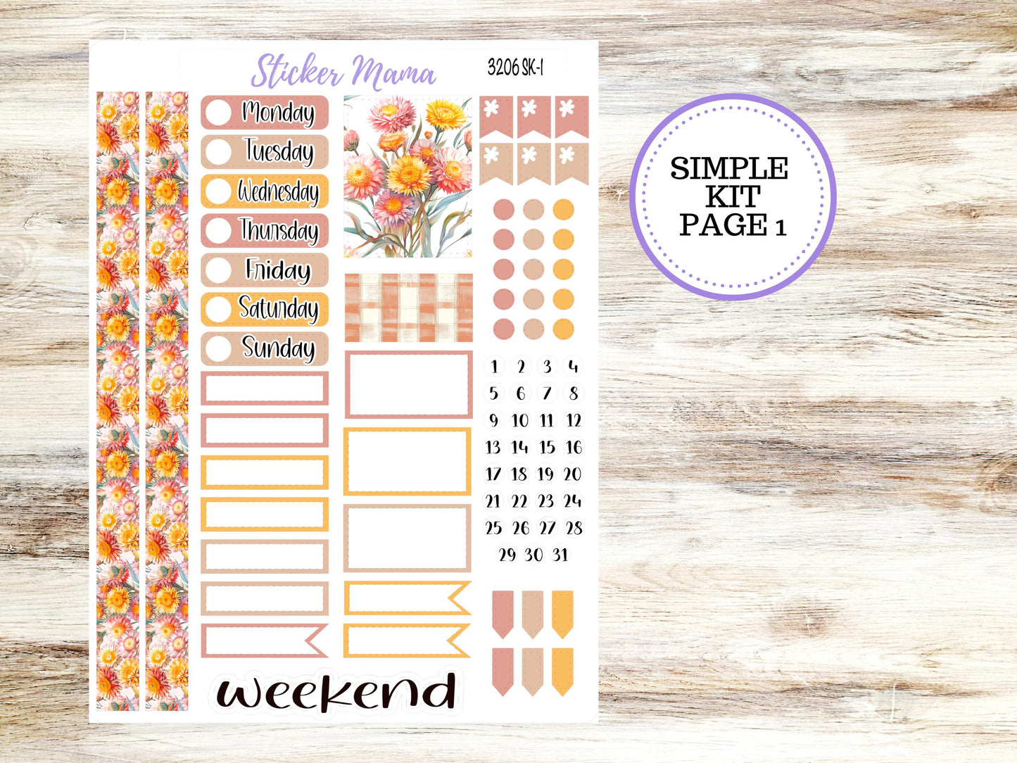 Simple 1.5 inch Planner Sticker Kits | Falling Colors 3206