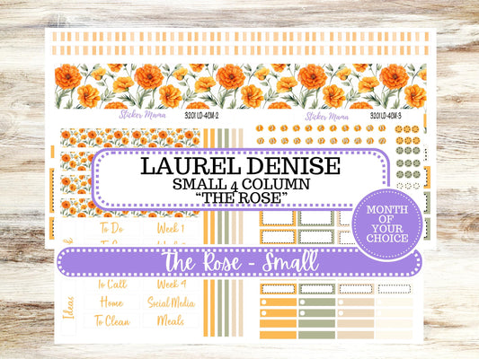 Laurel Denise Small Rose Planner Sticker Kit | 4 Column Mini | Project Mini  | Month of your Choice 3201 Fall Colors | 5-26