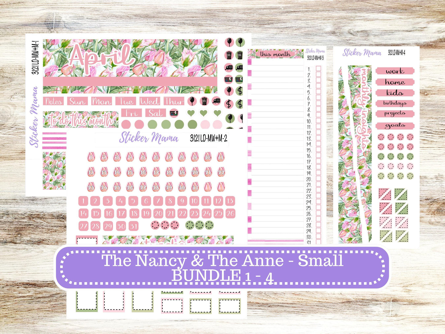LD SMALL "The Anne" & "The Nancy" || MINI Week + Month Planner Kit #3121 || Horizontal Vertical || April Easter Petals || 12-25