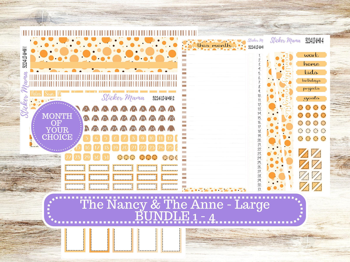 Laurel Denise Large Nancy & Anne Planner Sticker Kit | Vertical Horizontal Week + Month | Choose your own month | Fall Polka Dots 3224