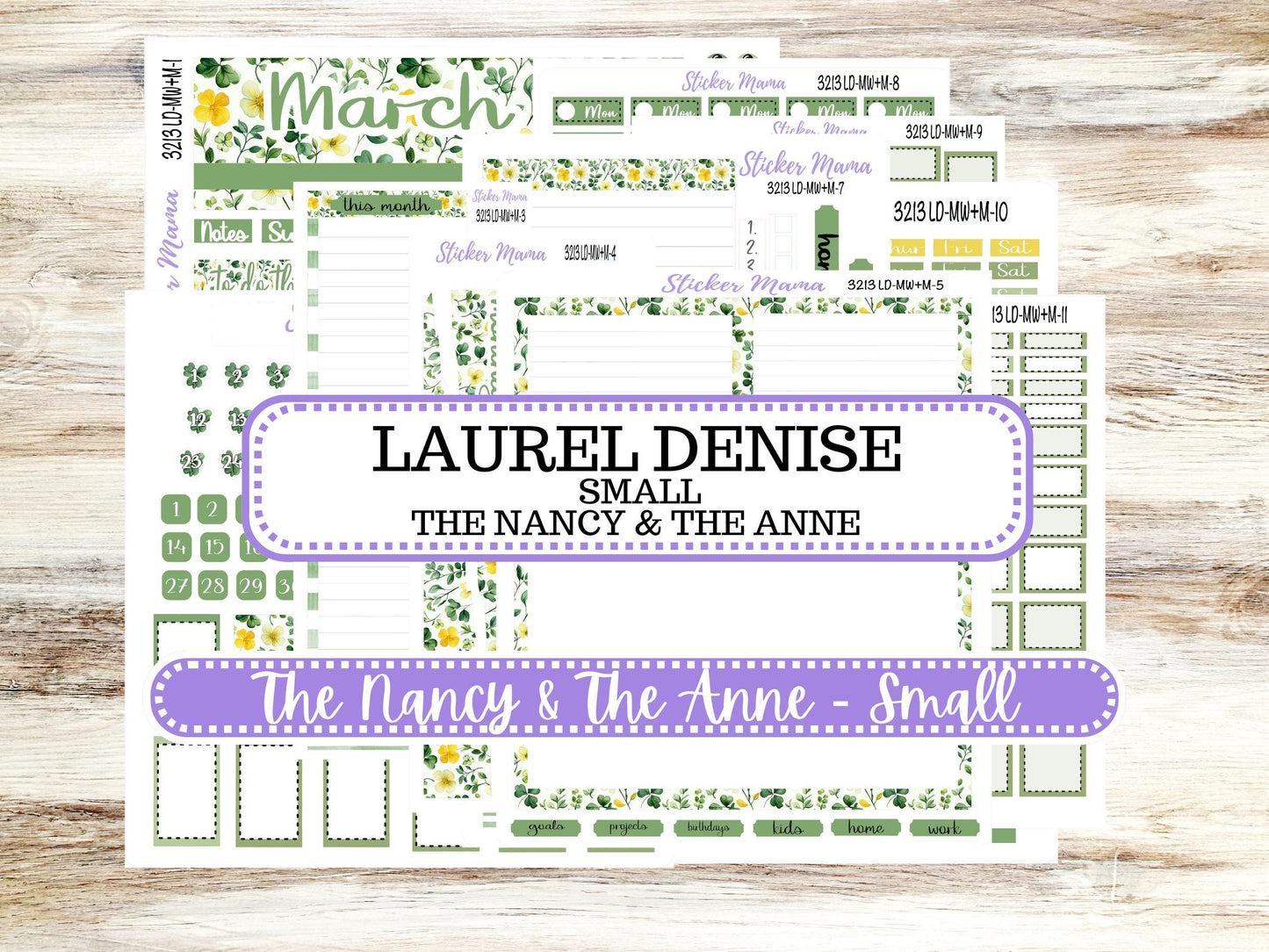 LD SMALL "The Anne" & "The Nancy" || MINI Week + Month Planner Kit #3213 || Horizontal Vertical || March Lucky Blossom || 11-25