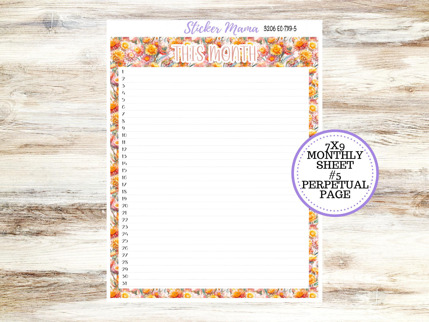 Erin Condren Monthly  Kit  7X9 | 3206 Falling Colors Stickers  | September