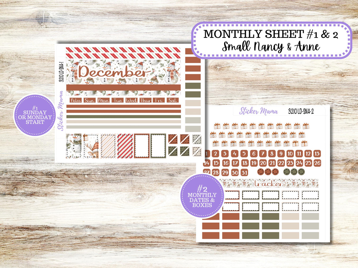 Laurel Denise Small Anne and Nancy Planner Sticker Kit 3210 | December Frosty Friends | 9-26