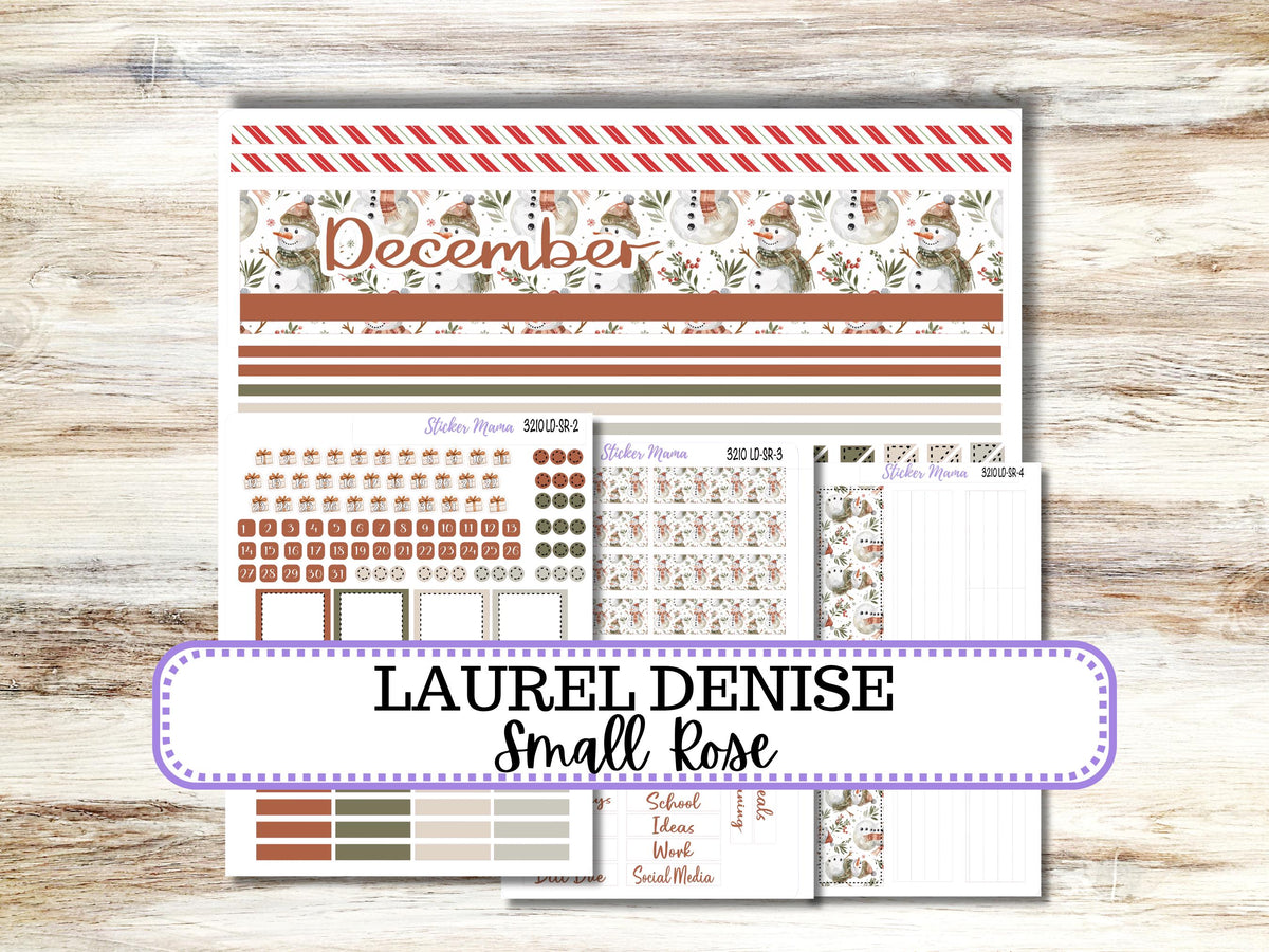 Laurel Denise Small Rose Planner Sticker Kit 3210 | 4 Column Mini | December Frosty Friend | 9-26