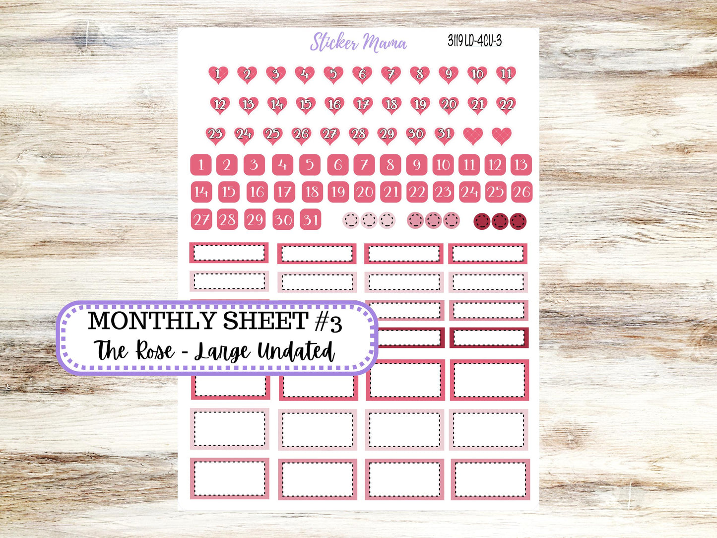 LD "The Rose" - Large Undated Sewn || 4 COLUMN Undated (formerly project undated). Planner Kit #3119 || February || 10-25