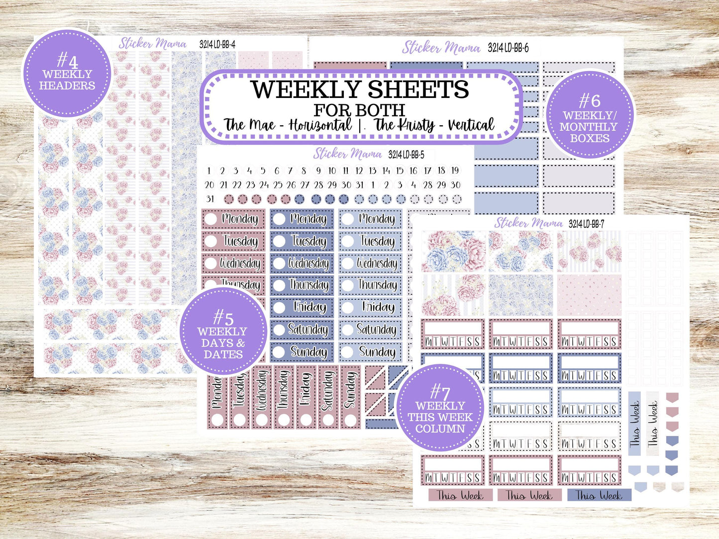 LD BOOK-BOUND Planner Kit #3214 || The Mae || The Kristy || Peony Palace || April Laurel Denise Sticker Kit ||  12-25