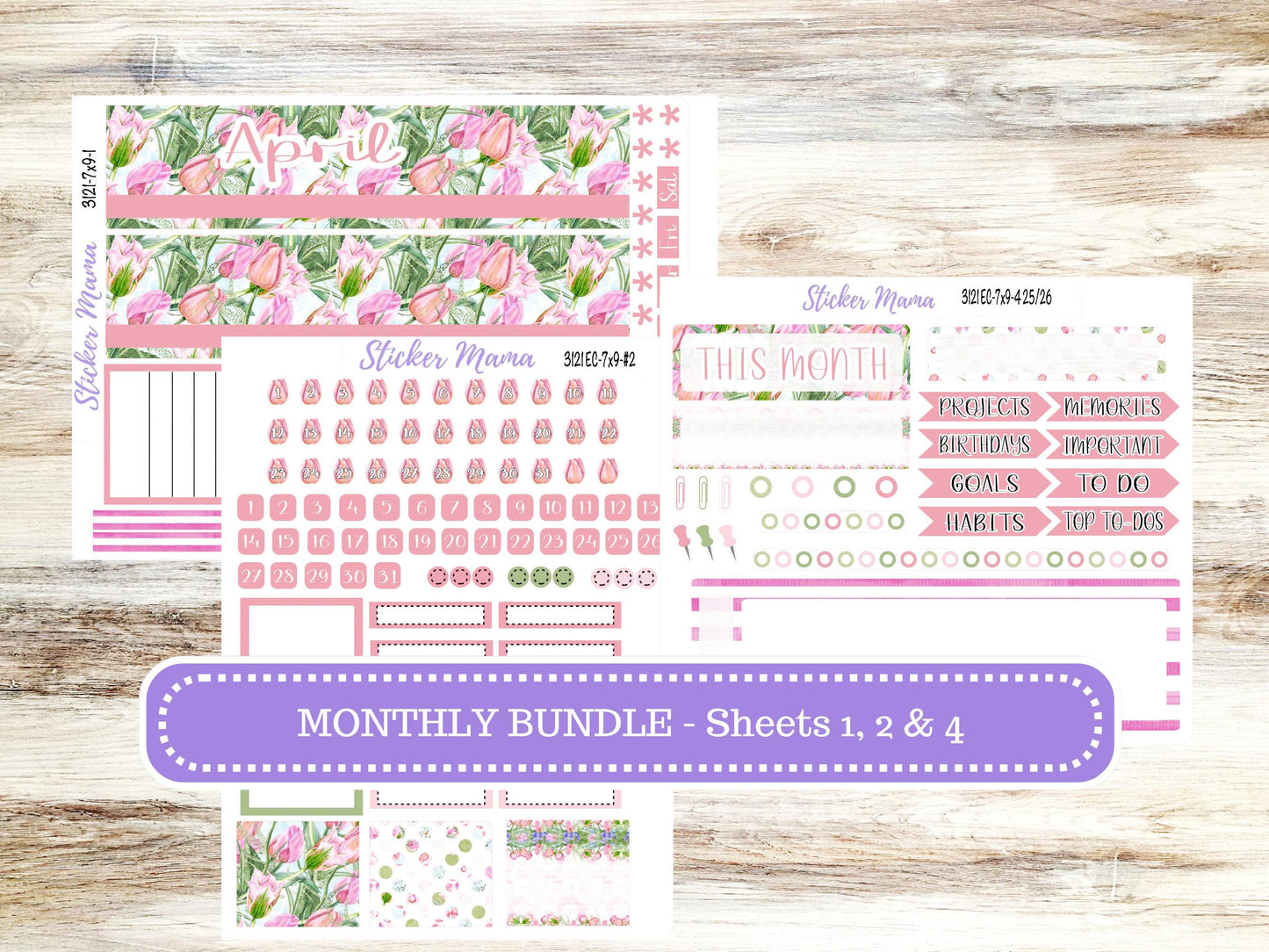 ERIN CONDREN Monthly Kit-3121 || 7X9 || April Easter Petalss - 7x9 ec Monthly Kit || Monthly Planner Kits || 12-25