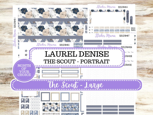 Laurel Denise Large Scout Planner Sticker Kit | Portrait Weekly + Monthly | Month of your Choice Charming Roses #3215 | 1-26