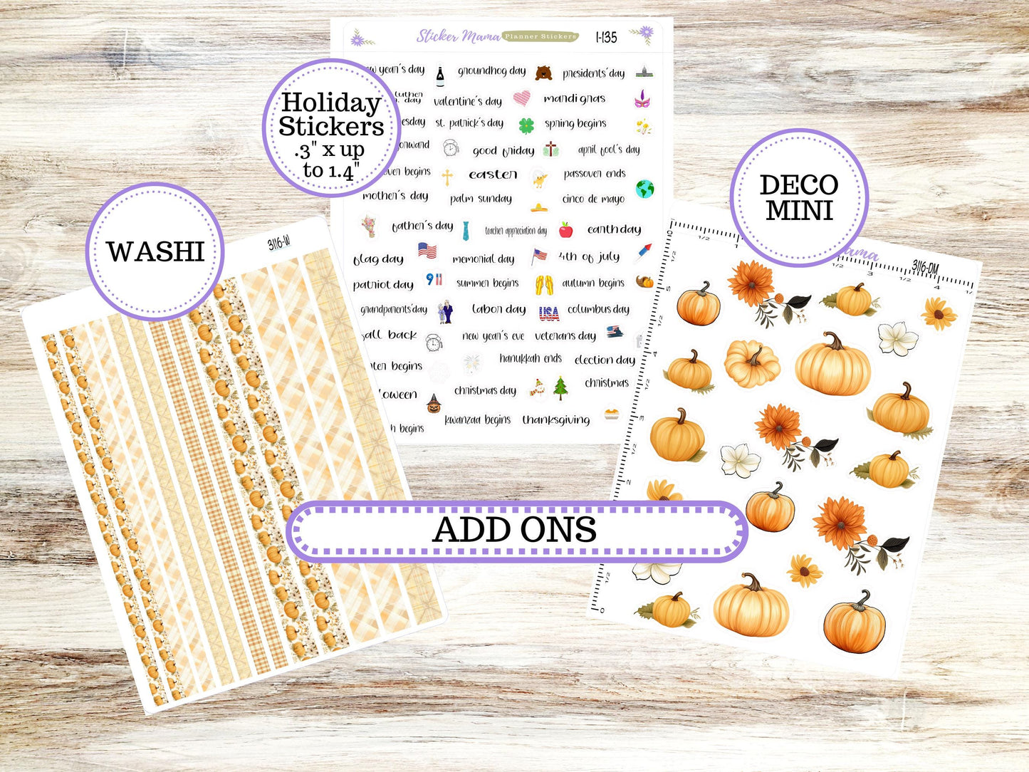 Laurel Denise Large Scout Planner Sticker Kit | Portrait Weekly + Monthly | Month of your Choice Fall | 3116 Pumpkin Spice | 7-26