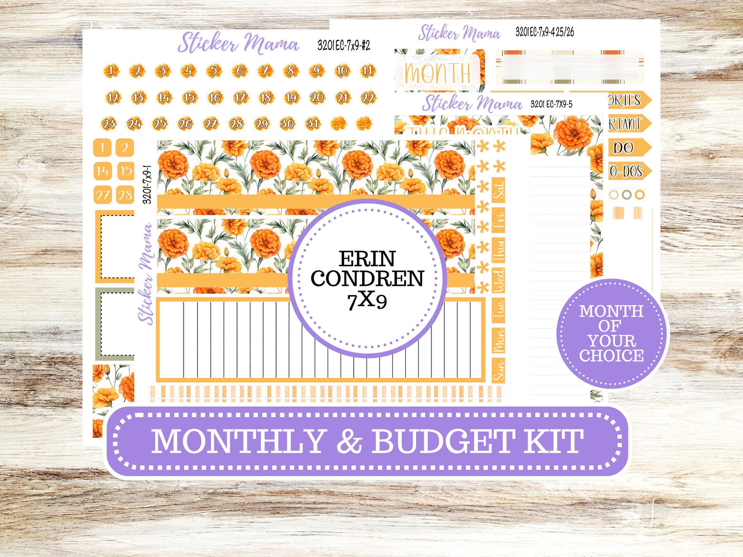 Erin Condren 7x9 Monthly Planner Sticker Kit | 3201 Fall Colors | Undated Choose your Own Month | 4-26