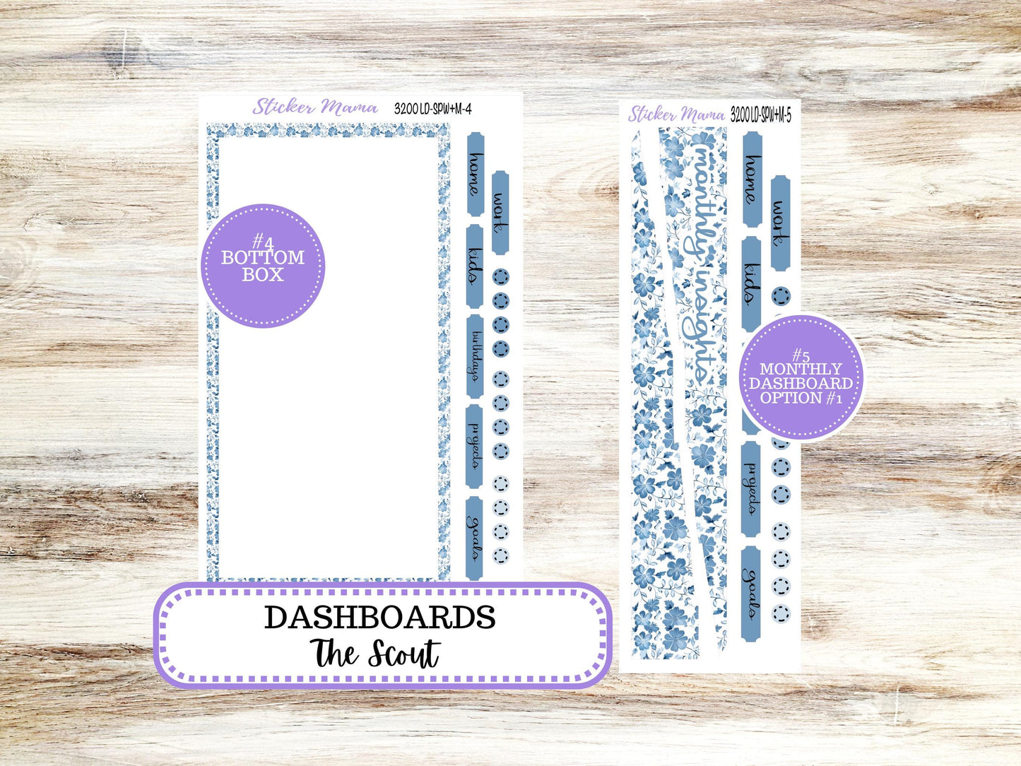 LD Small "The Scout" || PORTRAIT Weekly + Monthly Planner Kit #3200 || Blue Blossom || Laurel Denise Kit Portrait  || 12-25