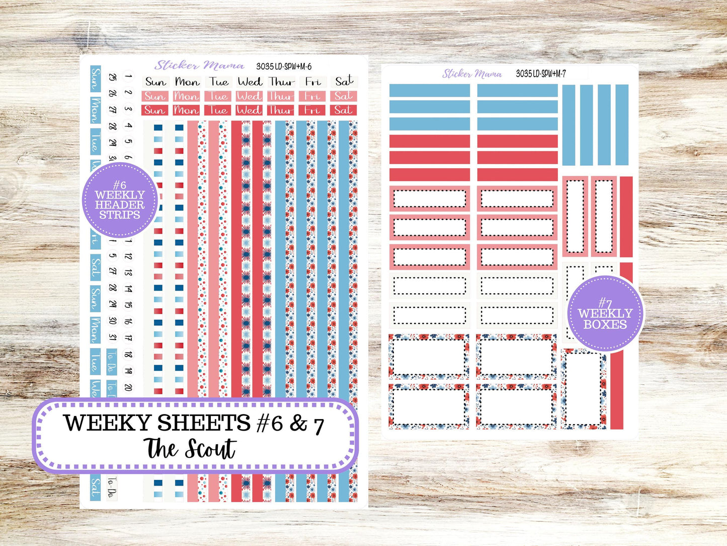 Laurel Denise Small Scout Planner Sticker Kit | Portrait Weekly + Monthly | July American Dream 3035 | 4-26