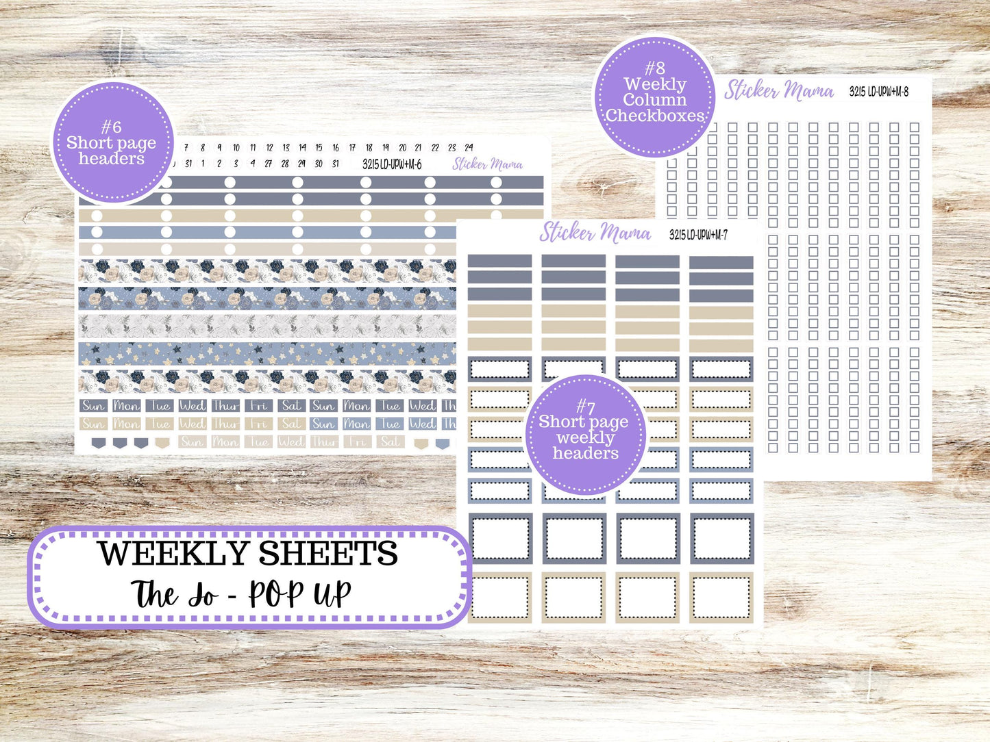 Laurel Denise Jo Planner Sticker Kit | Pop-up Week+Month | Month of your Choice Charming Roses #3215 | 12-25