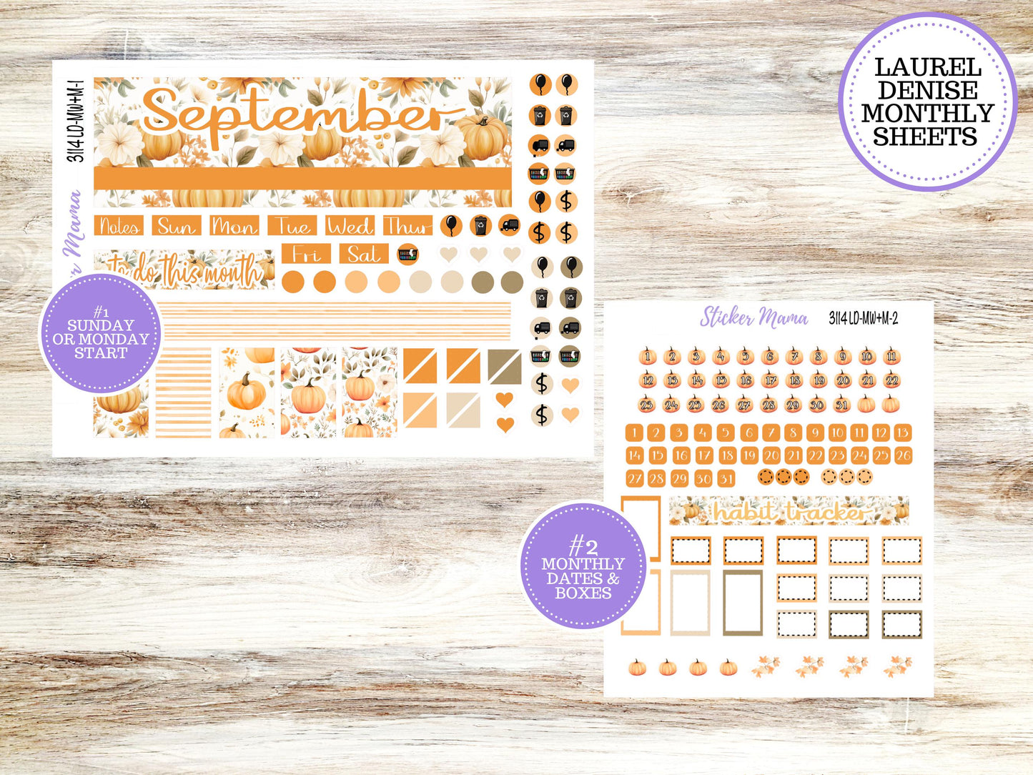 LAUREL DENISE MINI Week + Month Planner Kit #3114 || Laurel Denise September Kit || Laurel Denise Stickers || September June 25