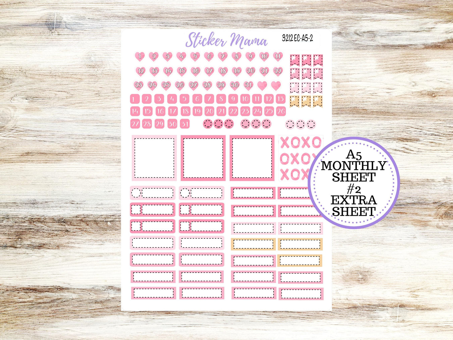 ERIN CONDRE Monthly Kit-3212 || A5 || Love Notes Stickers  || - ec February Monthly Kit - Monthly Planner Kits - Monthly Budget
