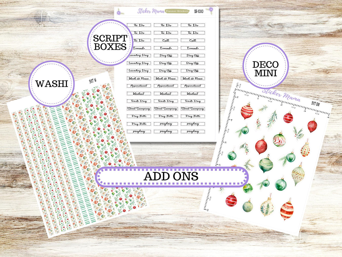 Laurel Denise Small Rose Planner Sticker Kit 3117 | 4 Column Mini | December Jolly Jewels | 9-26