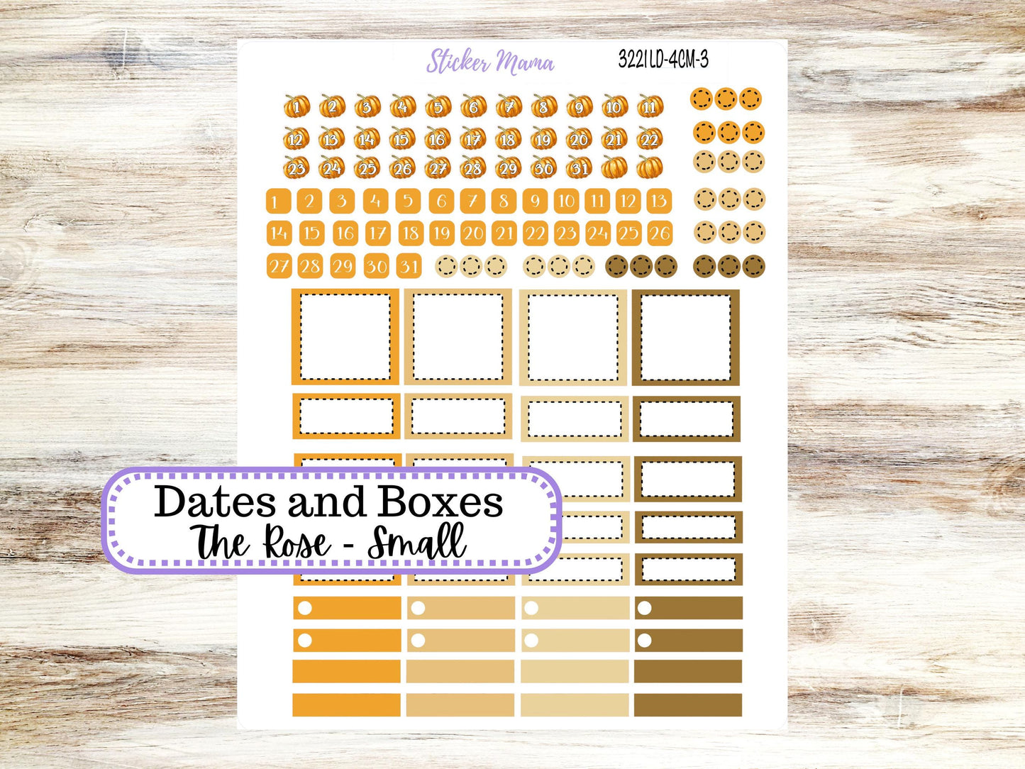 Laurel Denise Small Rose Planner Sticker Kit | 4 Column Mini | Project Mini  | Month of your Choice Fall | 3221 Pumpkins & Cornstalks