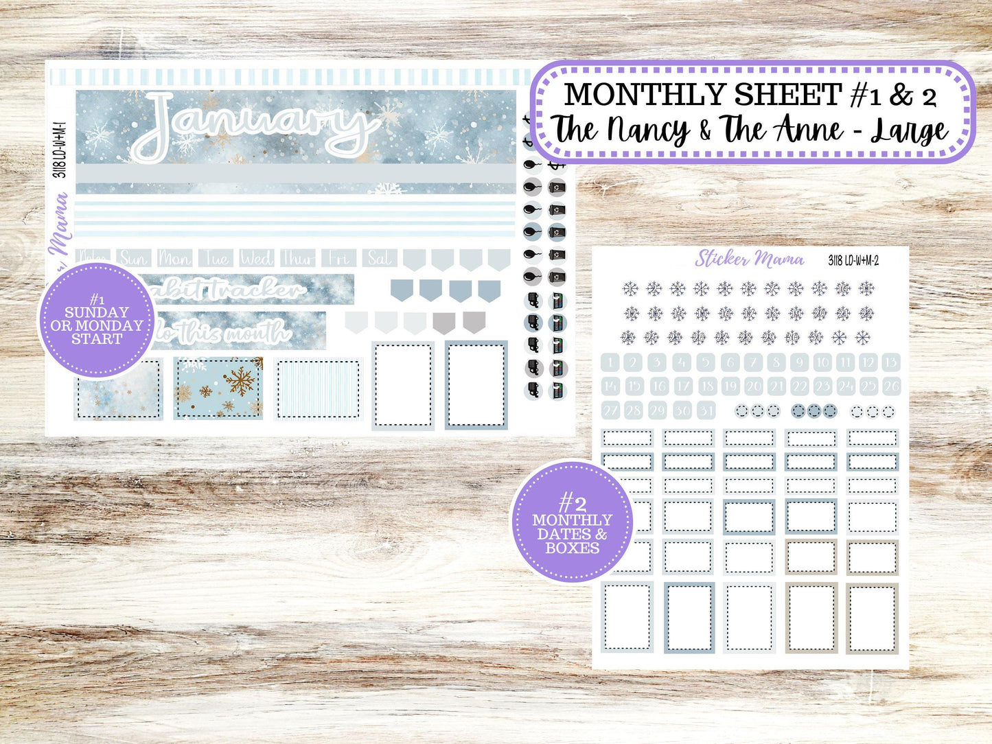 LD “The Nancy & Anne” Large || Week + Month PLANNER Monthly Kit #3118 || Laurel Denise Horizontal Vertical Kit || January || 10-25