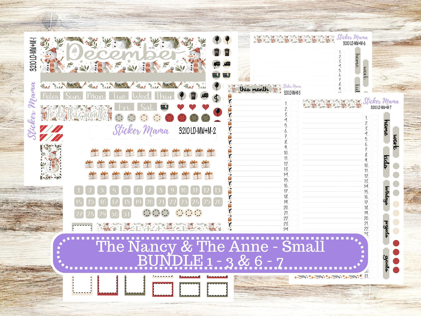 LD SMALL "The Anne" & "The Nancy" || MINI Week + Month Planner Kit #3210 || Laurel Denise Horizontal Vertical || Frosty Friends || 9-25