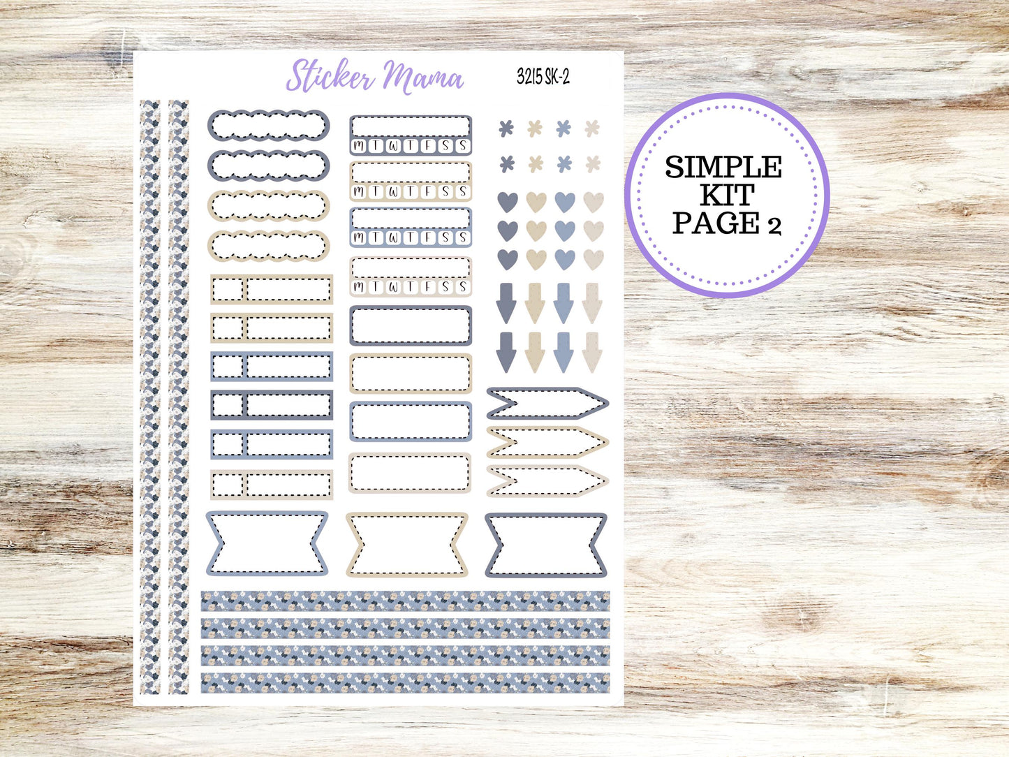 Simple Planner Sticker Kit | 1.5" Planner Stickers | Charming Roses #3215