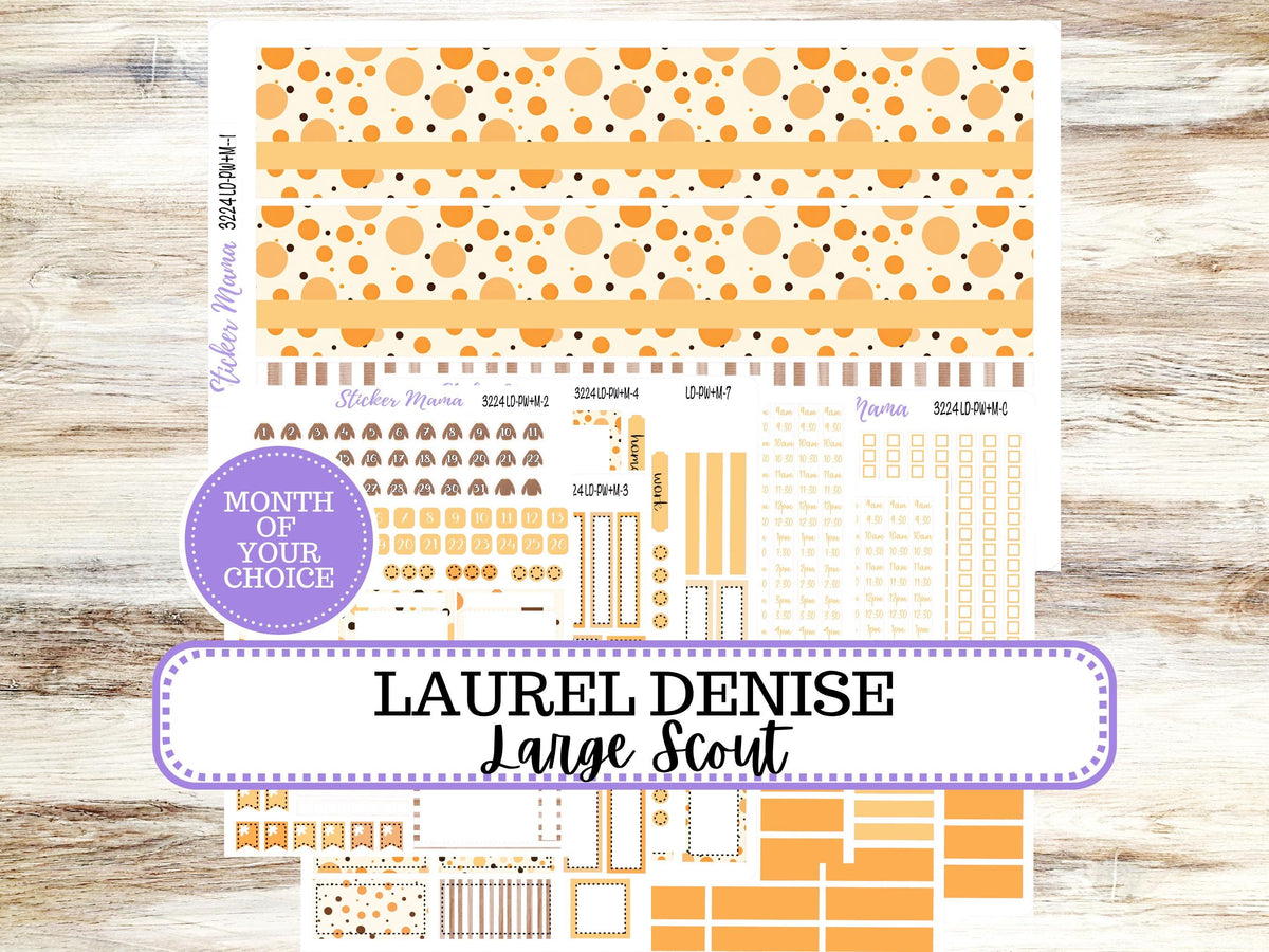 Laurel Denise Large Scout Planner Sticker Kit | Portrait Weekly + Monthly | Month of your Choice Fall | 3224 Fall Polka Dot | 8-26
