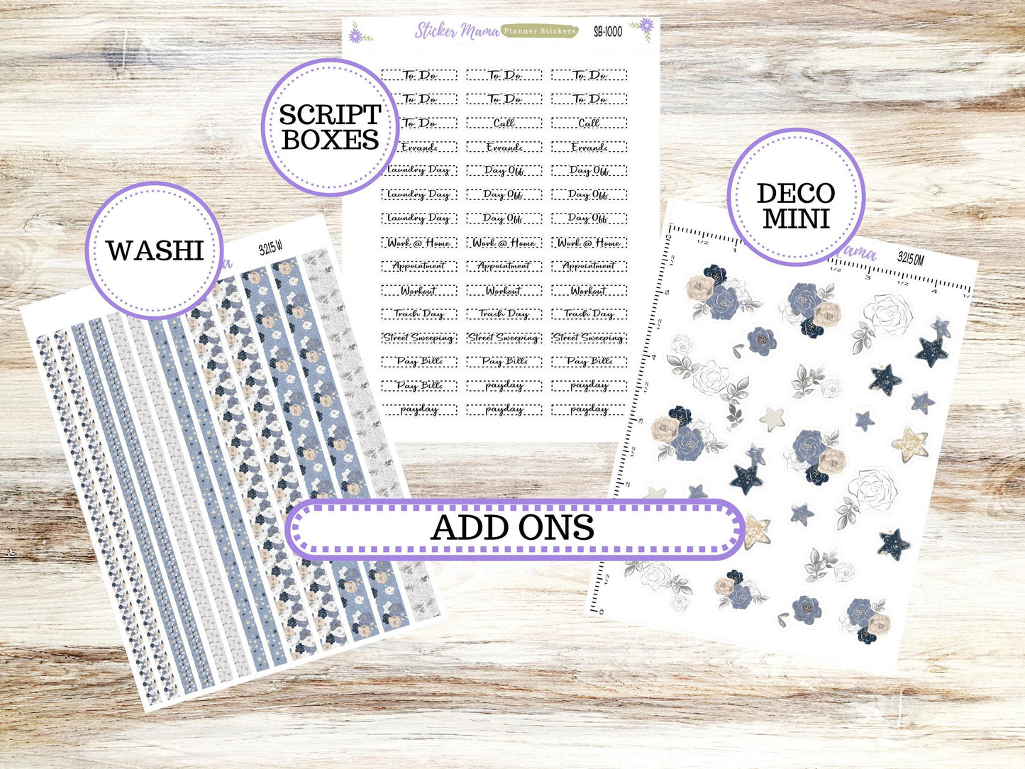 Laurel Denise Small Rose Planner Sticker Kit | 4 Column Mini | Project Mini  | Month of your Choice #3215 Charming Roses | 1-26
