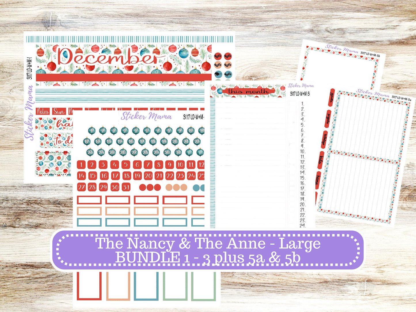 LD “The Nancy & Anne” Large || Week + Month PLANNER Monthly Kit #3117 || Laurel Denise Horizontal Vertical Kit || December || 9-25