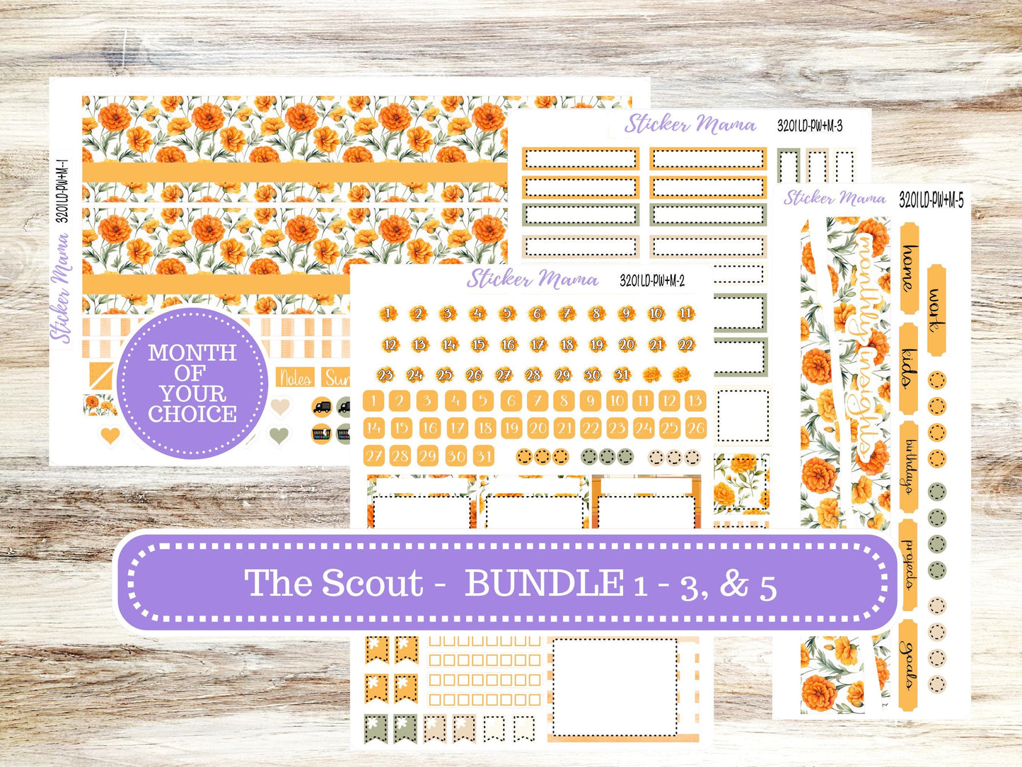 Laurel Denise Large Scout Planner Sticker Kit | Portrait Weekly + Monthly |  Month of your Choice 3201 Fall Colors | 5-26