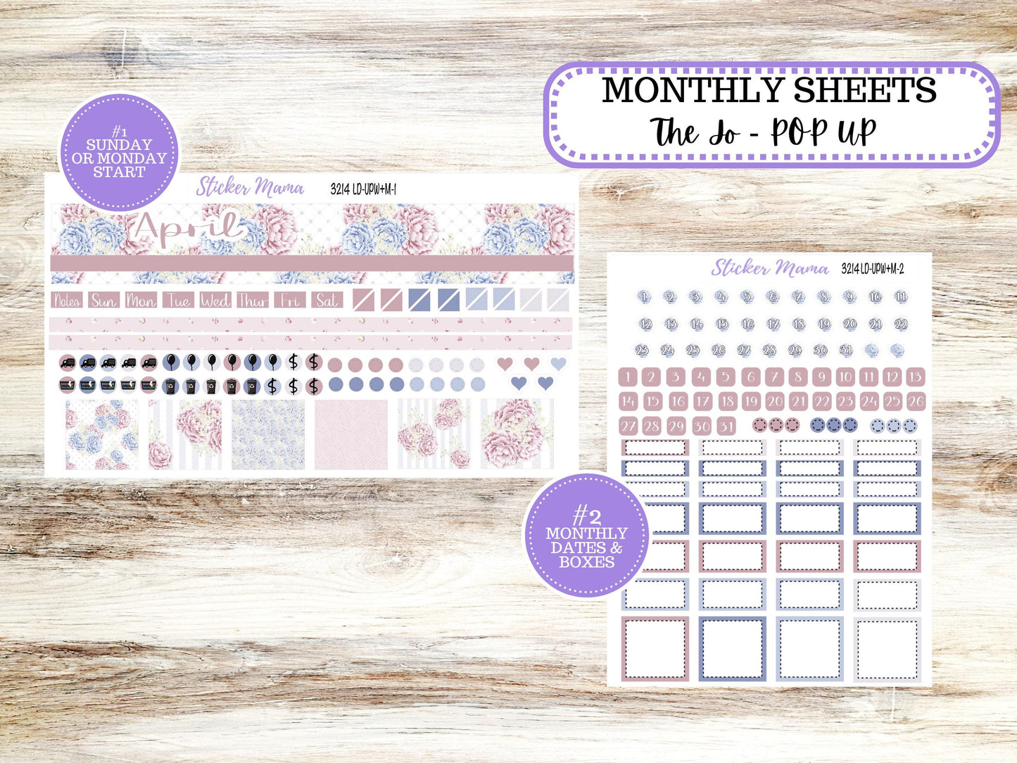 LD POP-UP Week+Month Planner Kit #3214 || The Jo || April Peony Palace || Laurel Denise Kit || Laurel Denise Stickers || 12-25