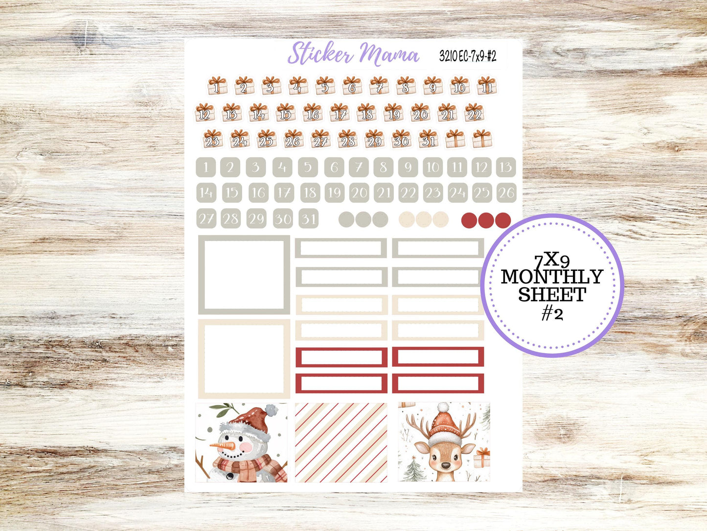 ERIN CONDREN Monthly Kit-3210 || 7X9 || Frosty Friends - 7x9 ec December Monthly Kit - December Monthly Planner Kits -  Monthly Pages