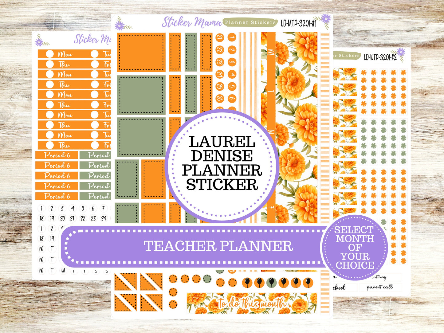 LAUREL DENISE TEACHER Planner Kit #3201 ||Fall Colors ||Laurel Denise Kit || Laurel Denise Stickers || Laurel Denise Horizontal Vertical ||