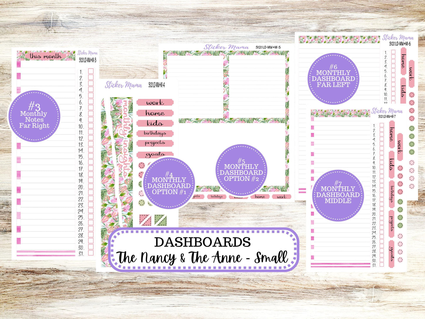 LD SMALL "The Anne" & "The Nancy" || MINI Week + Month Planner Kit #3121 || Horizontal Vertical || April Easter Petals || 12-25