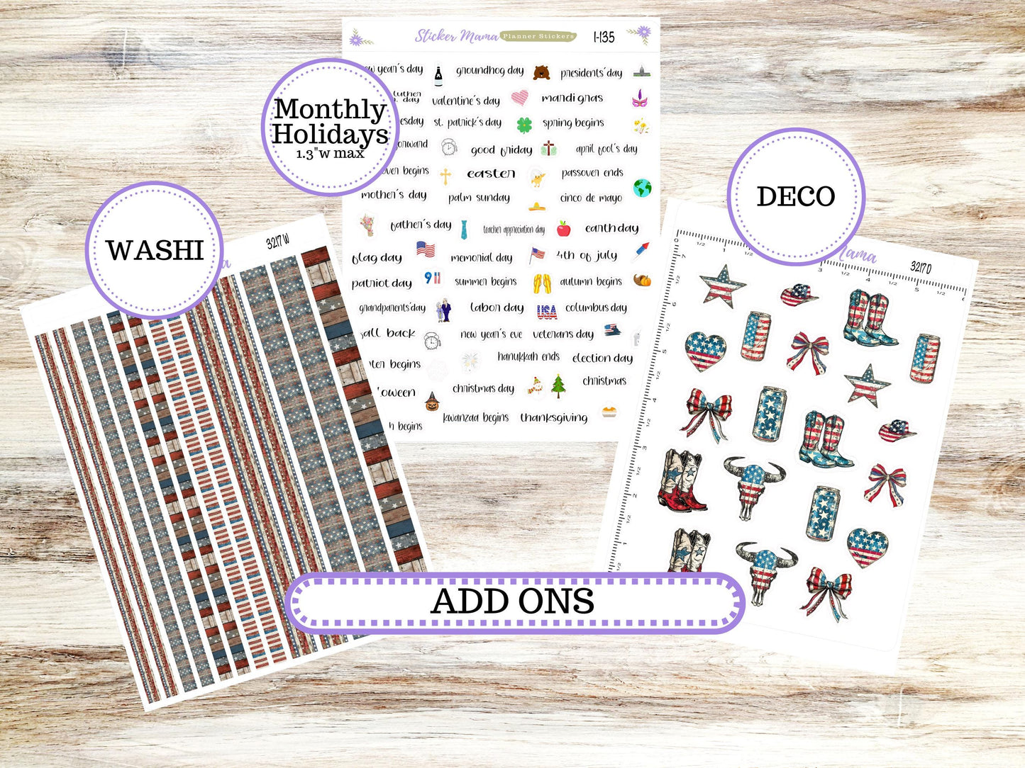 Laurel Denise Mae and Kristy Planner Sticker Kit | Book-Bound | July 3217 Old Glory | 4-26