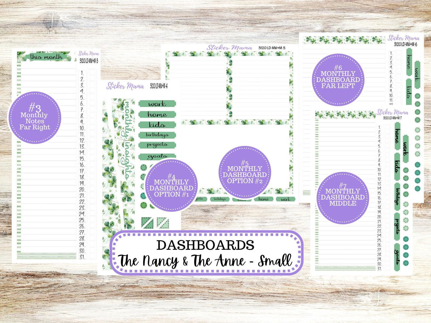 LD SMALL "The Anne" & "The Nancy" || MINI Week + Month Planner Kit #3120 || Horizontal Vertical || March Shamrock Magic || 11-25
