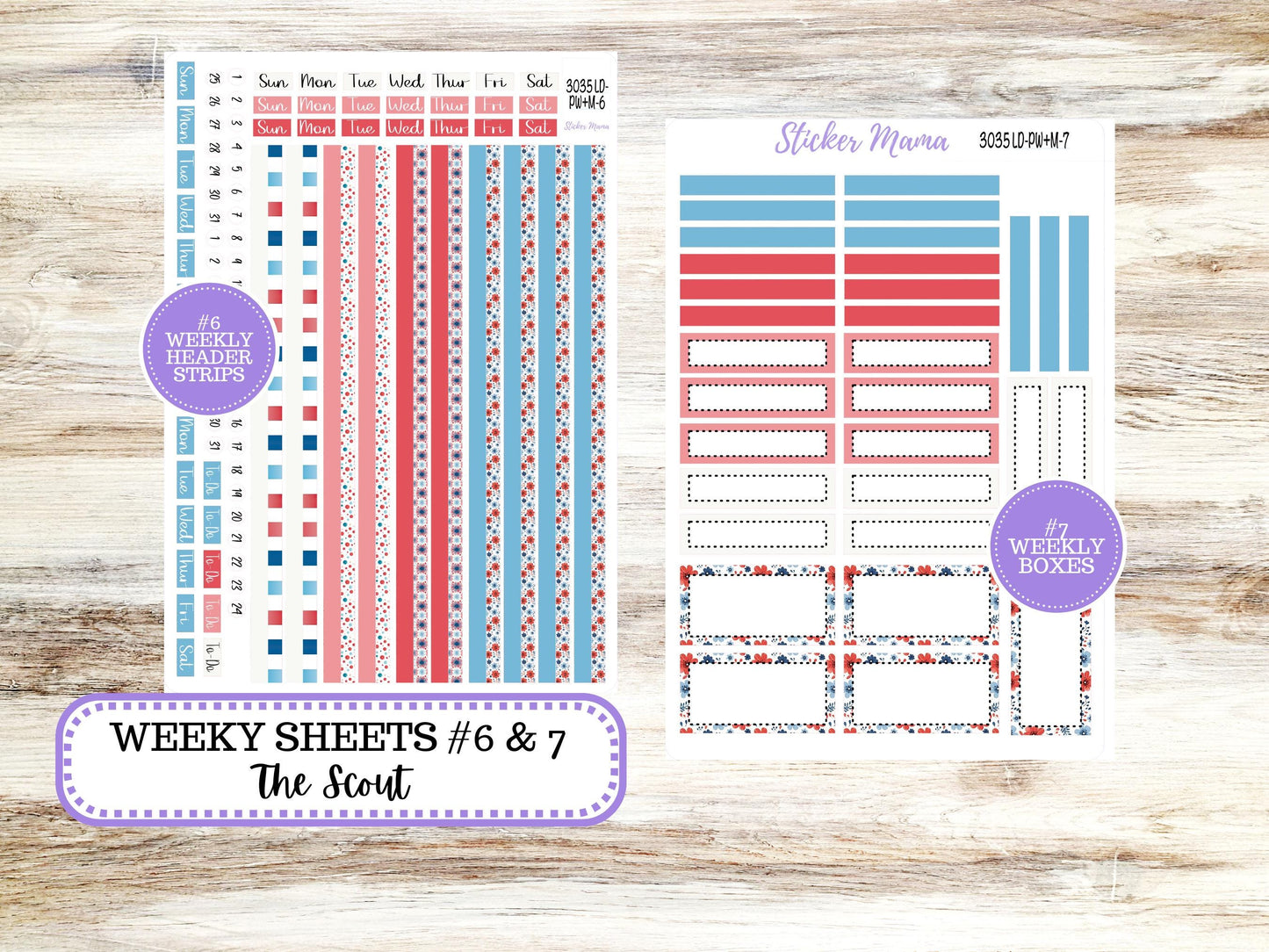 Laurel Denise Large Scout Planner Sticker Kit | Portrait Weekly + Monthly | July 3035 American Dream | 4-26