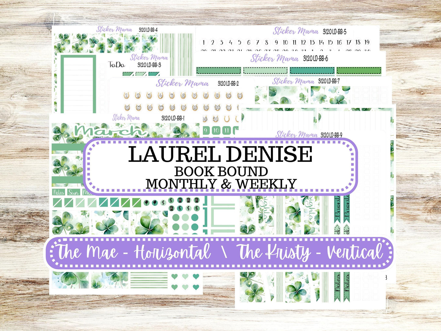 LD BOOK-BOUND Planner Kit #3120 || The Mae || The Kristy || Shamrock Magic || March Laurel Denise Sticker Kit ||  11-25