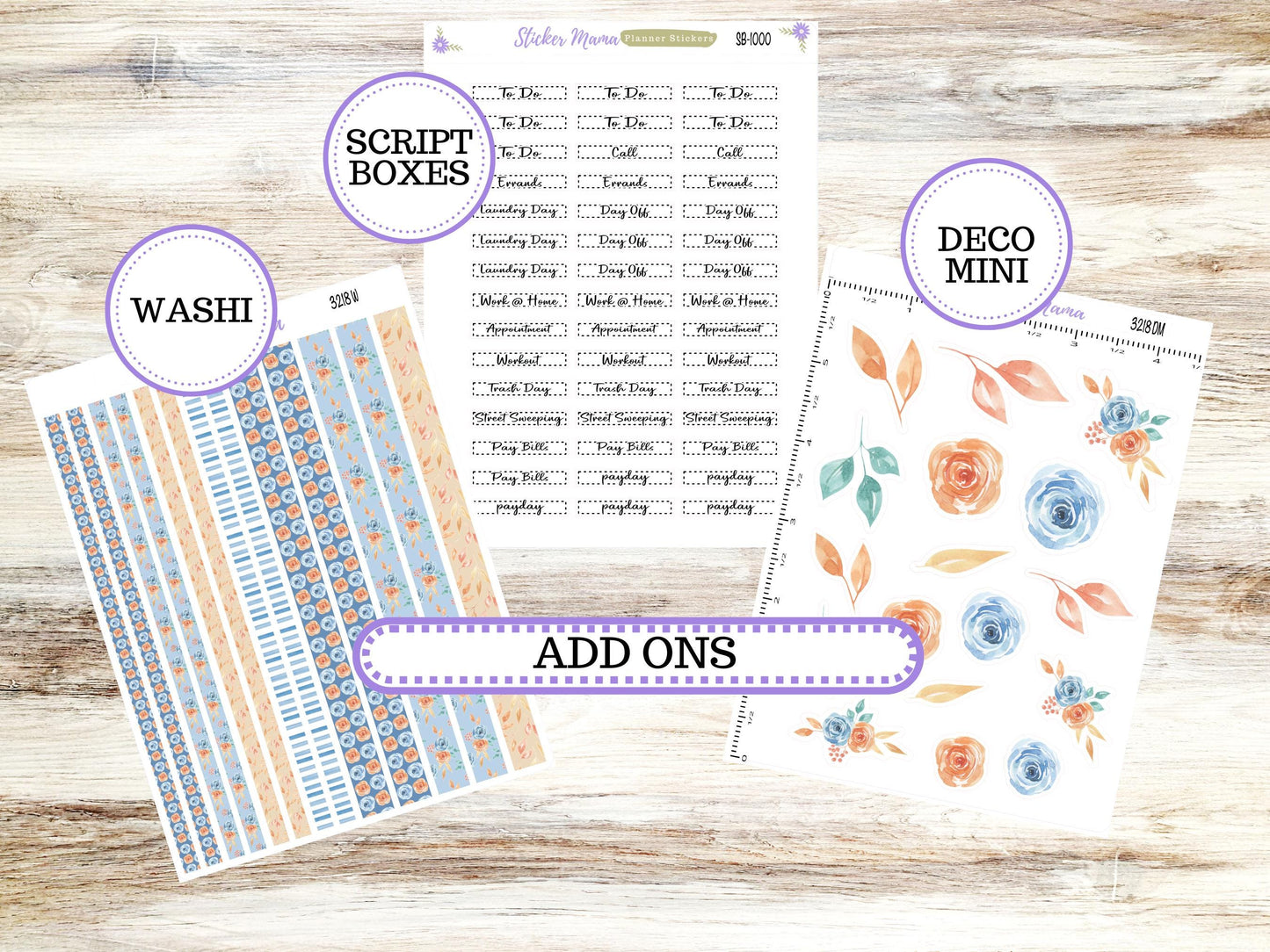 Laurel Denise Small Rose Planner Sticker Kit | 4 Column Mini | Project Mini  | August 3218 Blossom Breeze | 5-26