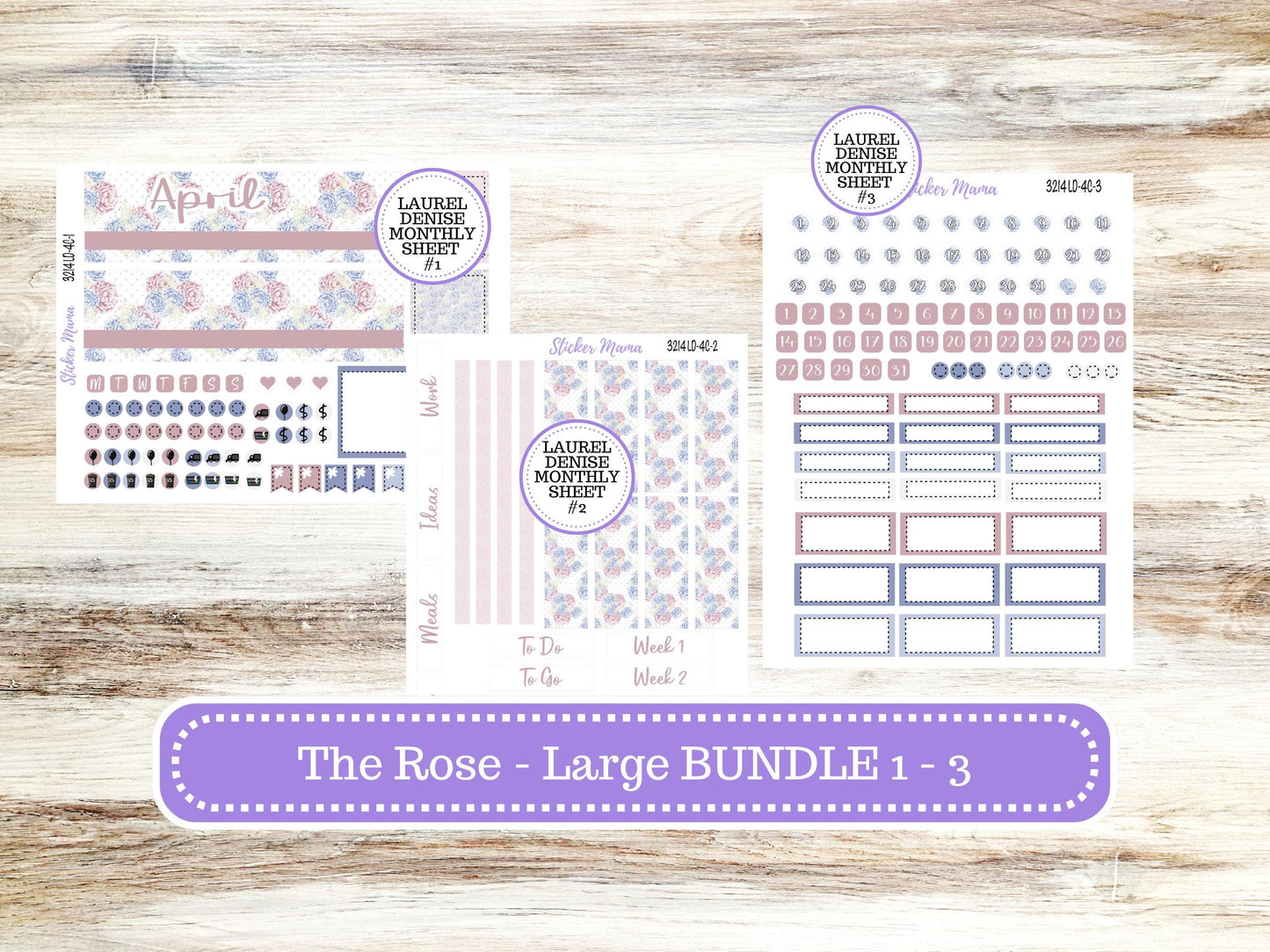 LD "The Rose" Large || 4-COLUMN (formerly project)  Planner Kit #3214 || April Peony Palace || Laurel Denise Stickers || 12-25