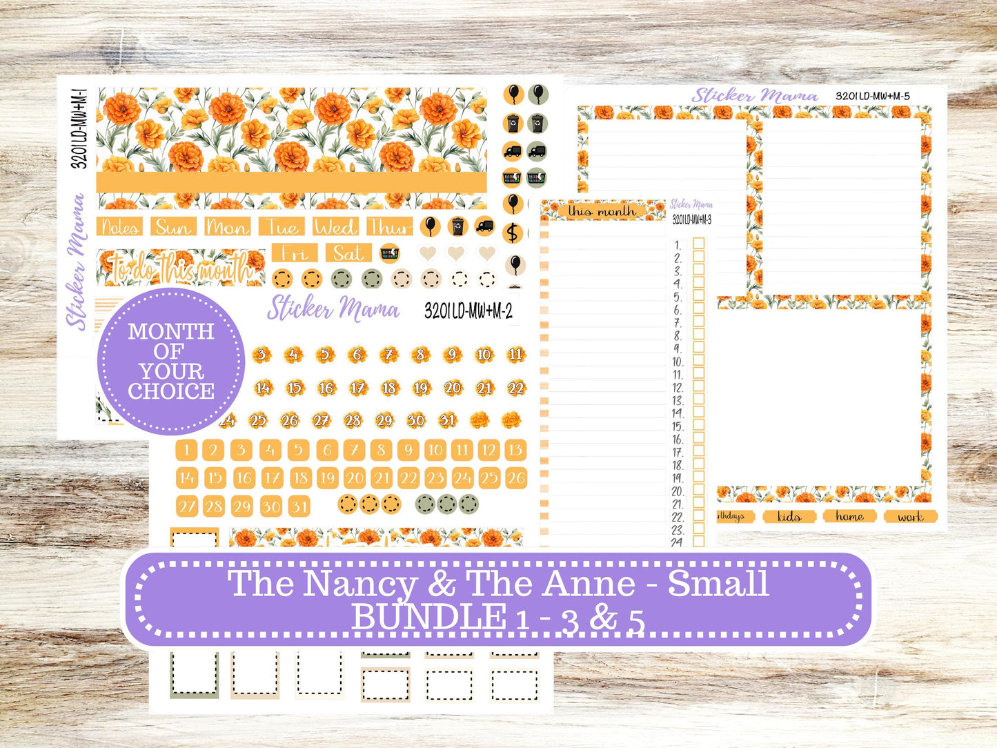 Laurel Denise Small Anne and Nancy Planner Sticker Kit | Small Week + Month | Choose your own Month 3201 Fall Colors | 5-26