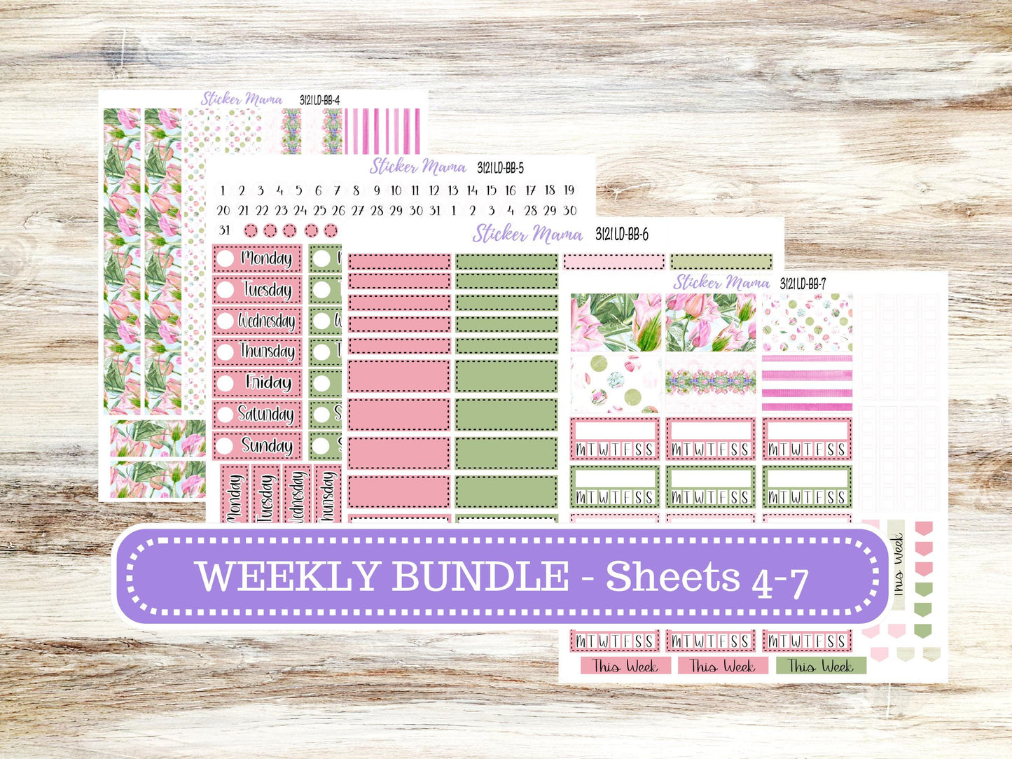 LD BOOK-BOUND Planner Kit #3121 || The Mae || The Kristy || Bookbound || April Easter Petals Laurel Denise Sticker Kit ||  12-25