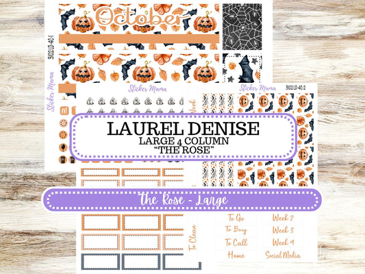LD "The Rose" Large || 4-COLUMN (formerly project)  Planner Kit #3102 || Pumpkin Town || Laurel Denise Stickers || Aug 25