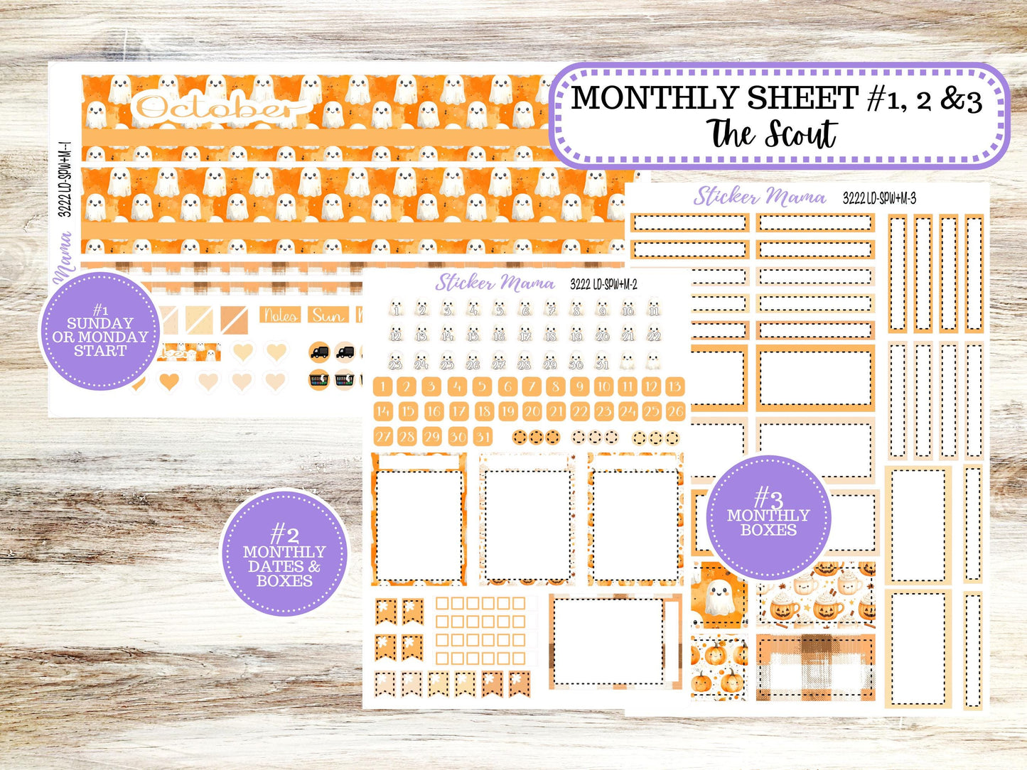 Laurel Denise Small Scout Planner Sticker Kit | Portrait Weekly + Monthly | October Cozy Ghost 3222 | 7-26