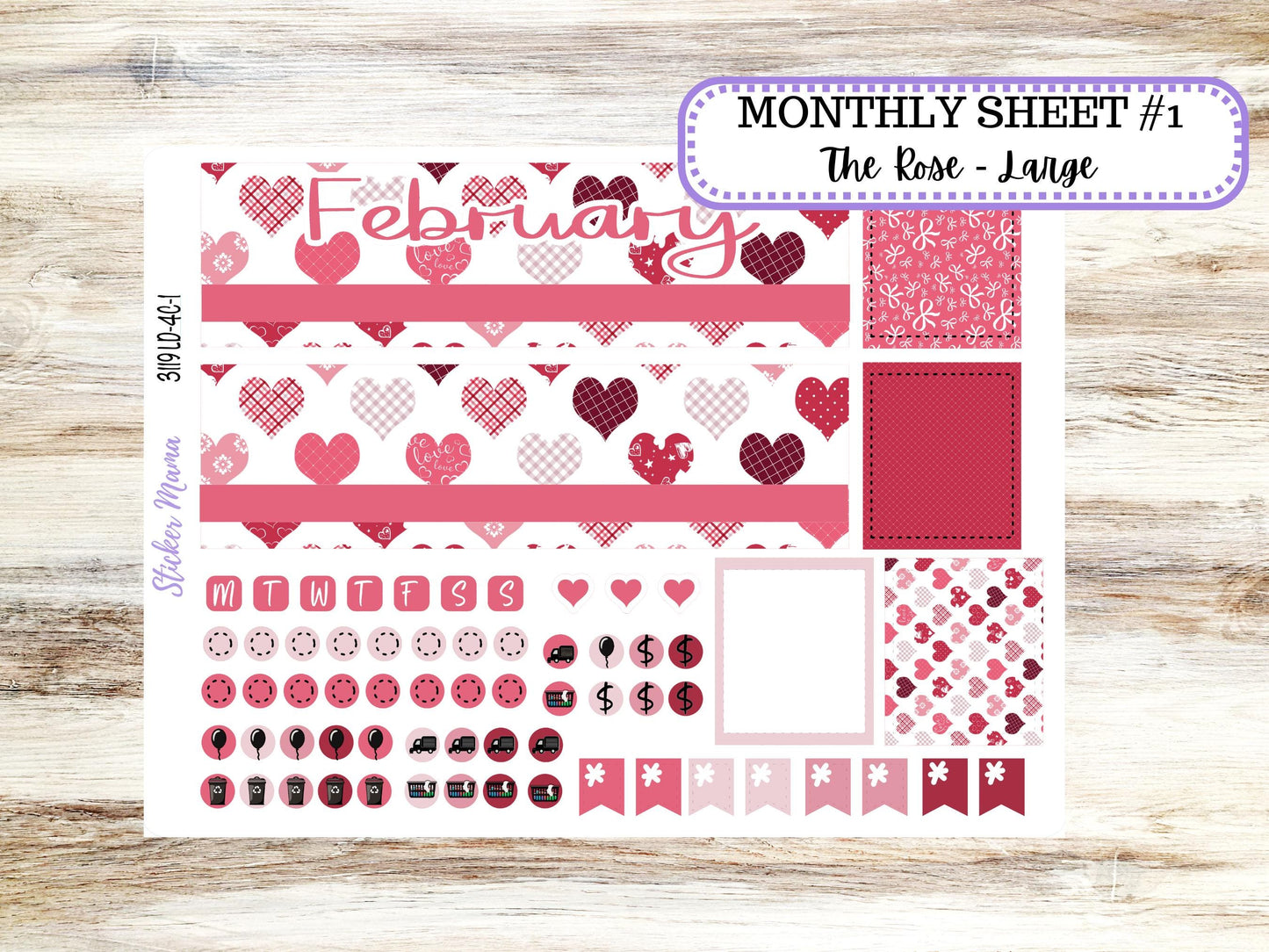 LD "The Rose" Large || 4-COLUMN (formerly project)  Planner Kit #3119 || February || Laurel Denise Stickers || 10-25